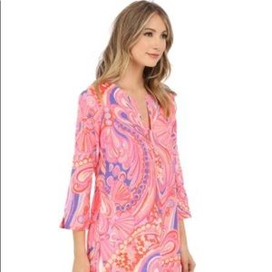 NWT Lilly Pulitzer Marco Island linen Tunic Reef retreat, large top pinks